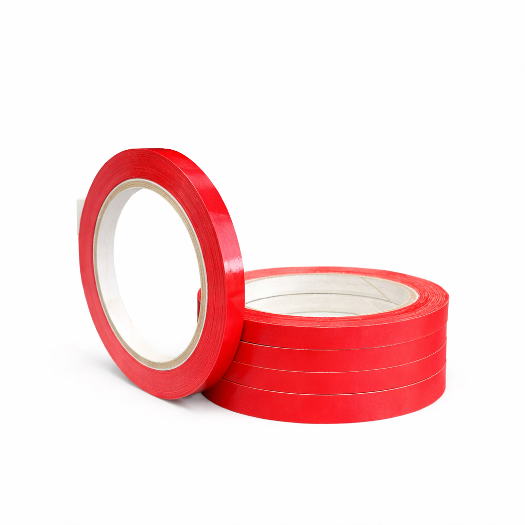 9mm x 66m | Vinyl Bag Neck Tape - RED | 48rolls/carton