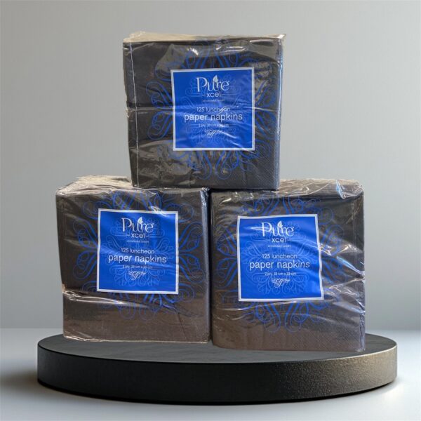 XLN125BK 2Ply Black Purexcel Luncheon Napkin Pk 125 Ctn 2,000