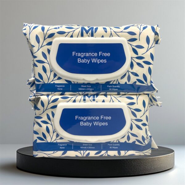 160mmx200mm 80 wipes Non-Fragranced Baby Wipes-White