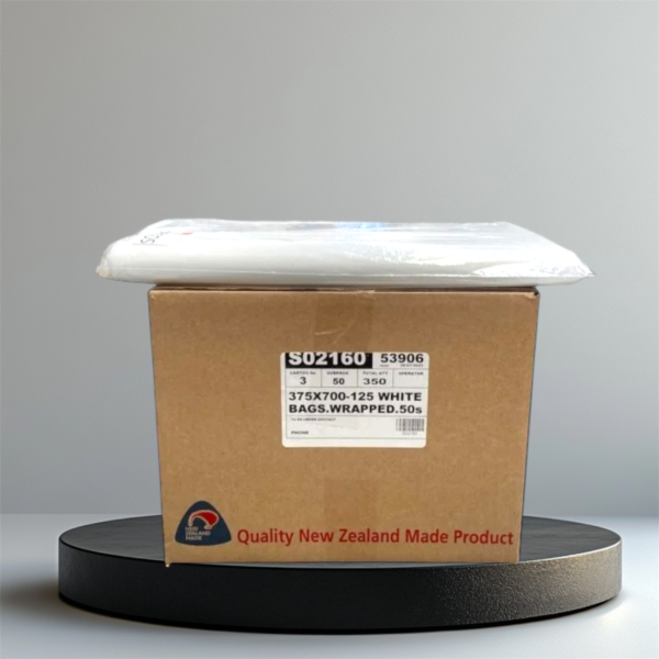 375x700-125mu White Poly Bags Pkt 50 7/ctn