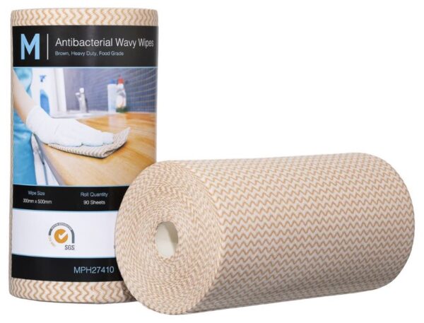 300mmx500mm 90 Sheets 80gsm Antibacterial Wavy Wipes Brown