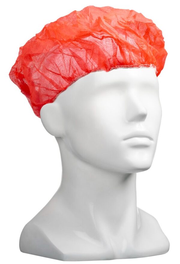 Polypropylene Bouffant  Hats-red 610mm Wide 12gsm