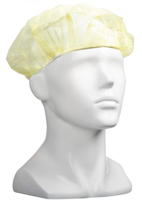 Polypropylene Bouffant Hats-yellow 610mm Wide 12gsm