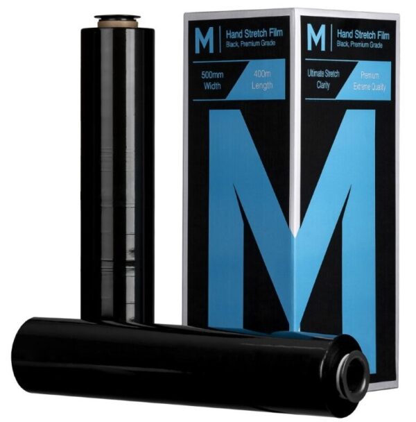 500mmx400mx15mu Cast Hand Stretch Film-black 4rolls/box