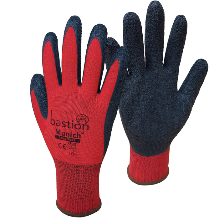 X-Large | Bastion Munich Red Nylon Gloves With Header | 12pairs/packet